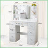 White Vanity Dressing Table Desk Set with LED Lighted Mirror 7 Drawers Shelf Set