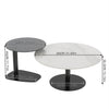 Set Of 2 Nesting Coffee Table Artistic Accent Table Set Heavy Metal Black Base