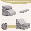Adjustable Back Support Pillow 4pcs Bed Wedge Pillow w/ Removable Headrest