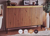 LED Sideboard 3 Door Buffet Storage Cabinet Cupboard Oak Finish Panelled Front