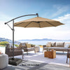 3M Garden Cantilever Parasol w/ LED Lights Outdoor Banana Hanging Tilt Crank