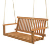 Acacia Wood Porch Swing 2-Person Patio Hanging Chair Outdoor Hanging Swing Bench