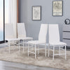 4x White High Back Faux Leather Dining Chairs Footrest Legs Dining Room Kitchen