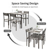 4 Piece Dining Table and Chairs Set Metal Frame Kitchen Table with 4 Seat Grey