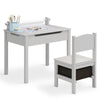Kids Table and Chair Sets Toddler Childrens Activity Table with Paper Roll Grey