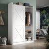 Bedroom 2 Sliding Door Wardrobe Matt White Storage Cupboard with 2 Hanging Rails