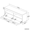 White 120cm TV Stand Cabinet Unit High Gloss 2 Door Sideboard with LED Lights