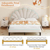 Double Bed 135x190 cm Velvet Upholstered Platform Bed Frame with Headboard Beige