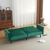 3 Seater Click Clack Sofa Velvet Mid Century Modern Couch with Solid Wooden Legs