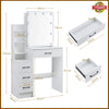 Dressing Table with Sliding LED Mirror 4 Drawers Stool Makeup Desk Vanity Set
