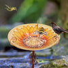 UK Bird Bath Water Seed Feeder Cast Iron Round Flower Petal Wild Garden Ornament