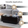 Black LED Coffee Table High Gloss Lift upT Living Room Storage W/ Socket Outlet