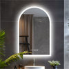 LED Arch Bathroom Wall Mirror with Lights,Temperature Date Time Vanity HD Glass