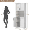 Tall Bathroom Cabinet, Freestanding Bathroom Storage Cabinet with 4 Doors