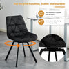 2xBlack Swivel Dining Chairs Velvet Padded Seat Dining Room Kitchen