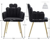 Velvet Dining Chairs Set of 2 Black Upholstered Gold Legs For Kitchen Room Chair