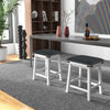 2Pcs Upholstered Bar Stool Backless Counter Height Stools Dining Chairs White