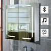 Bathroom LED Mirror Cabinet Double Door with Shaver Socket Bluetooth Demister