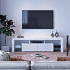TV Stand White Modern Entertainment Units Living Room 2 Drawers with LED Lights