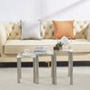 3pcs Rectangular Clear Tempered Glass Side End Nested Table Bedside Coffee Table