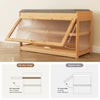 Shoe Bench Cabinet 2-Tier Flip-door Shoe Storage Rack with Seat Cushion Bamboo