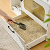White Cat Litter Box Enclosure, Hidden Litter Box Furniture,4 Drawers,W/LED