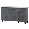 Shoe Storage Cabinet 3 Slatted Doors Rack Cupboard Stand Drawer Unit Footwear