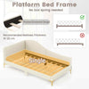 Single Size Upholstered Daybed Sofa Bed Frame Adjustable Foot Pads-Beige