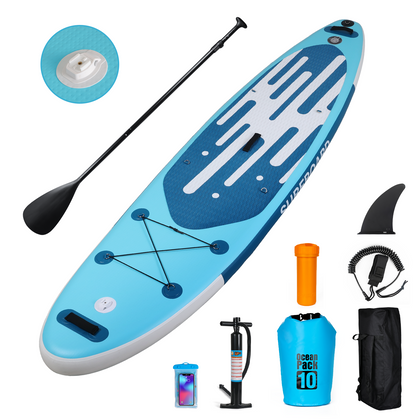 11FT Inflatable Stand Up Paddle Board Complete Kit SUP Surfboard Pump Blue