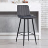 Set of 2 Velvet Chairs High Back Bar Stools Footrest Backrest Metal Legs Pub