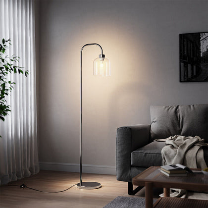 150cm Tall LED Floor Lamp Reading Standing Lamp with Glass Lampshade Lamp
