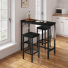 Breakfast Bar Table with 2 Glass holders 2 hooks Kitchen Long Dining High Table