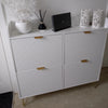 Narrow Shoe Storage Cabinet Rack 4 Flip Drawers 16 Pairs of Shoes Console Table