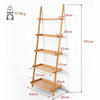5-Tier Ladder Shelf Bamboo Bookshelf Wall-Leaning Storage Display Plant Stand