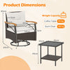 3 Piece Outdoor Swivel Chair Set Rotating Chairs w/ 2-Tier Side Table
