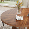 120cm Round Dining Table for 4-6 Person, Modern Kitchen Dining Room Table Brown