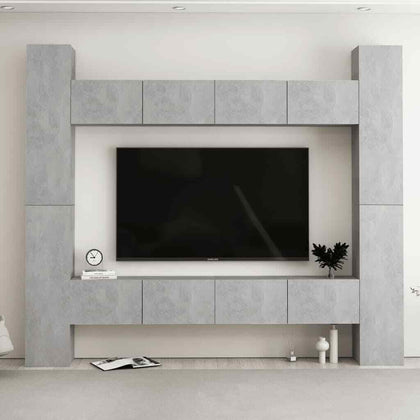 8 Piece TV Cabinet Set Concrete Grey Engineered Wood