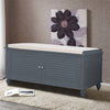 2-Door Storage Ottoman Stool Hallway Window Seat Wooden Shoe Bench with Cushion