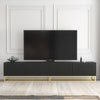 TV Unit I 200cm Wide Cabinet I Black Fluted Doors I Gold Base I Modern Style