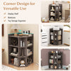 3-Tier Corner Cabinet Wooden Open Corner Bookshelf w/Charging Station Grey