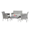 Garden Rattan Furniture 4 Piece Set Table Chairs Sofa Wicker Outdoor Patio Set