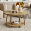 Round Coffee Table, 2-Tier Wooden Center Table with Storage for Living Room 31.5