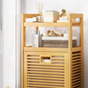 Dirty Clothes Basket Bamboo Shelf Home Bathroom Storage Rack Towel Organizer UK