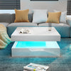 Gloss LED Coffee Table High Square Coffee Table Modern Living Room Furniture New