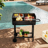 Portable Half Open Drum Barrel Barbecue w/Adjustable Grills&Shelf&Wheels&Handle