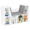 Kids Bookcase Storage Cushioned Reading Seat Shelving Unit Six Cubes Organiser