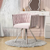 Modern Rotatable Velvet Swivel Dining Chair with Metal Legs Kitchen Chair Pink