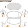 Round Coffee Table Tempered Glass Black Sofa Side Table Living Room Metal Frame