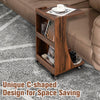 C-Shaped End Table Mobile Sofa Side Table Coffee Laptop Table W/ Swivel Casters