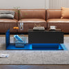 COFFEE TABLE WITH LED LIGHT, HIGH-GLOSS BLACK WITH DRAWER LIVING ROOM FURNITURE